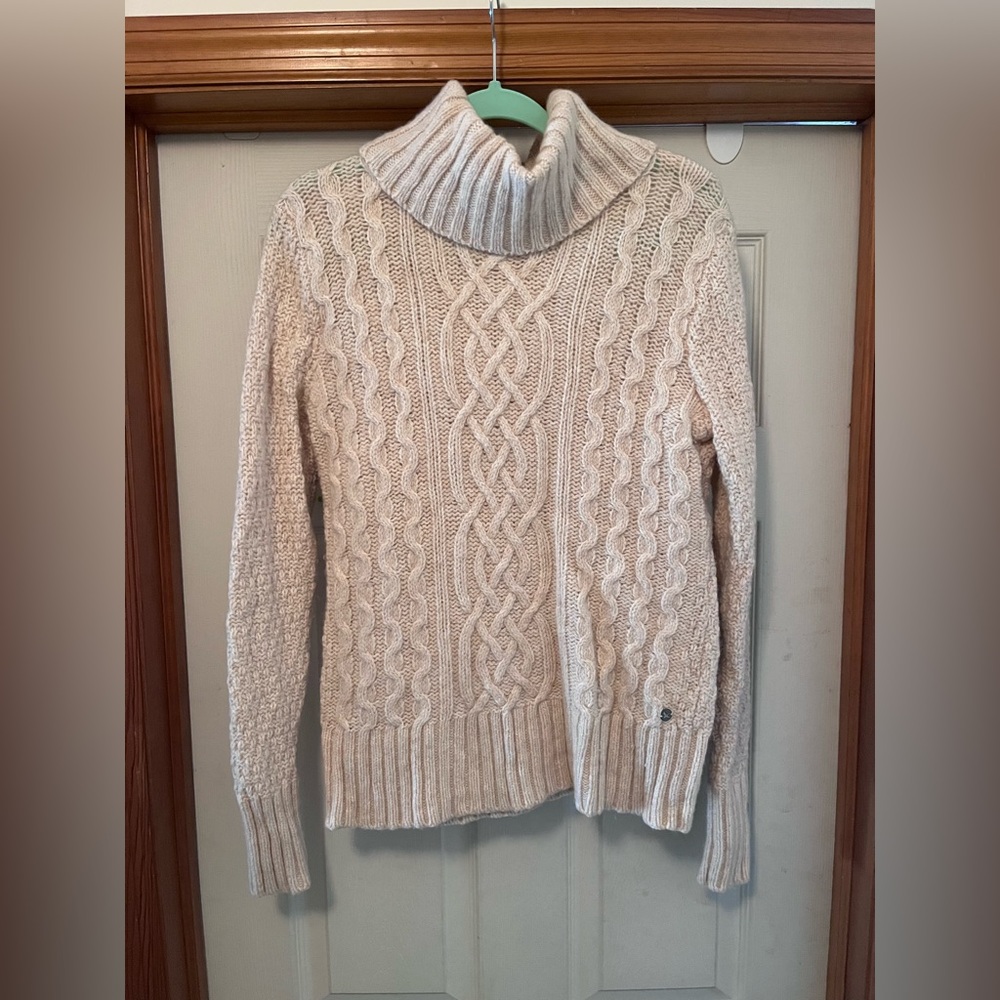Tall Large white/cream Cableknit Turtleneck